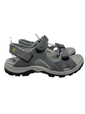 ECCO Gray Leather Strap Sandals Adjustable Closures Women's Size 38 US 7-7.5
